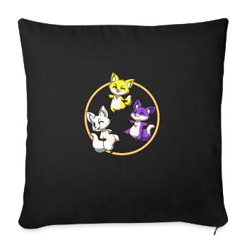 Kawaii Nonbinary Stolz Füchse - LGBTQ Genderqueer - Sofakissenbezug 45 x 45 cm - Schwarz - Vorne