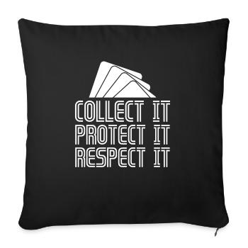 Les cartes à collectionner le collectent le protègent le respectent - Housse de coussin décorative 45 x 45 cm - noir - Devant