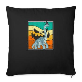 Brachiosaurus Sorcière Citrouille Halloween Dinosaure - Housse de coussin décorative 45 x 45 cm - noir - Devant