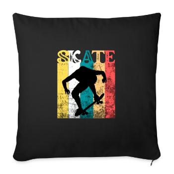 Skate Skateboarder Skateboard Retro Vintage - Sofa pillowcase 17,3'' x 17,3'' (45 x 45 cm) - black - Front