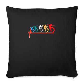 Skateboard Skater Heartbeat Love Retro Vintage - Housse de coussin décorative 45 x 45 cm - noir - Devant