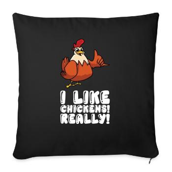 J’aime beaucoup les poulets - Housse de coussin décorative 45 x 45 cm - noir - Devant