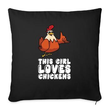 Cette fille aime les poulets - Housse de coussin décorative 45 x 45 cm - noir - Devant