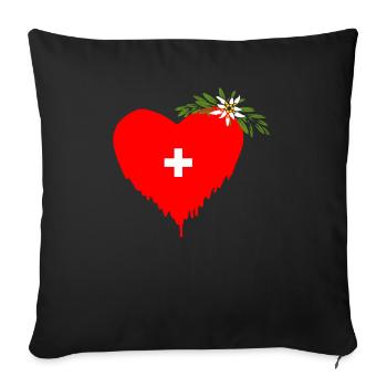 Swiss Heart - Sofa pillowcase 17,3'' x 17,3'' (45 x 45 cm) - black - Front