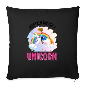 Restez calme et montez une licorne licorne - Housse de coussin décorative 45 x 45 cm - noir - Devant