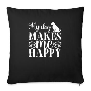 Mon chien me rend heureux - Housse de coussin décorative 45 x 45 cm - noir - Devant