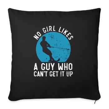 Ski nautique Ski nautique Surface Sports nautiques Vagues - Housse de coussin décorative 45 x 45 cm - noir - Devant