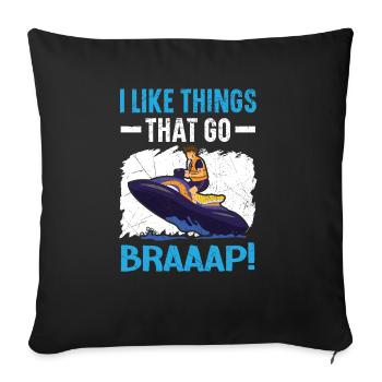 J’aime les choses qui vont Braaap Jet Ski Eau - Housse de coussin décorative 45 x 45 cm - noir - Devant