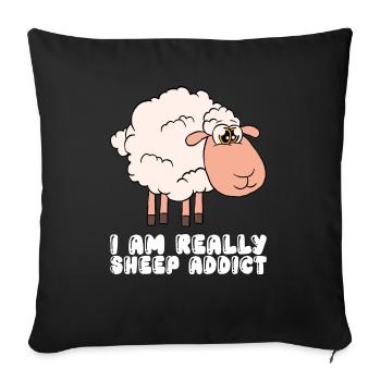 Je suis vraiment accro aux moutons - Housse de coussin décorative 45 x 45 cm - noir - Devant
