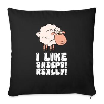 I really like sheep - Sofa pillowcase 17,3'' x 17,3'' (45 x 45 cm) - black - Front