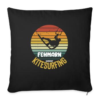 Fehmarn Kitesurfing Water Sports Design - Sofa pillowcase 17,3'' x 17,3'' (45 x 45 cm) - black - Front