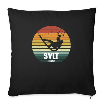 Sylt Kitesurf Conception de sports nautiques - Housse de coussin décorative 45 x 45 cm - noir - Devant