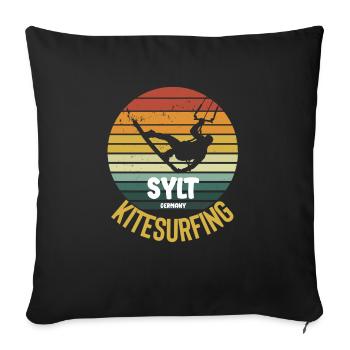 Sylt Kitesurfing Water Sports Design - Sofa pillowcase 17,3'' x 17,3'' (45 x 45 cm) - black - Front