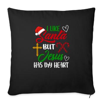 J’aime le Père Noël Jésus a mon cœur - Housse de coussin décorative 45 x 45 cm - noir - Devant