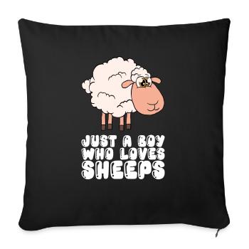 Seulement un garçon qui aime les moutons - Housse de coussin décorative 45 x 45 cm - noir - Devant
