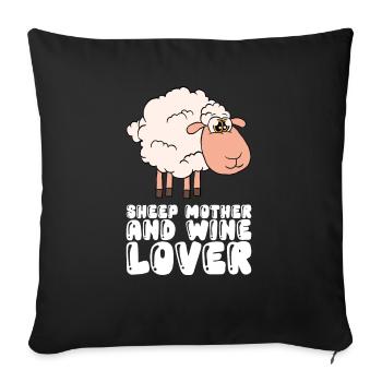 Sheep Mother And Wine Lover - Sofa pillowcase 17,3'' x 17,3'' (45 x 45 cm) - black - Front