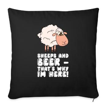 Moutons et bière - C’est pourquoi je suis ici - Housse de coussin décorative 45 x 45 cm - noir - Devant
