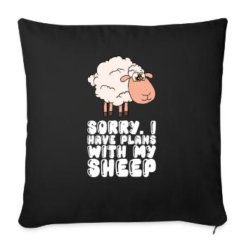 Désolé, j’ai des projets avec mes moutons - Housse de coussin décorative 45 x 45 cm - noir - Devant