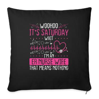 Infirmière de nuit aux urgences Mari Infirmière de salle d’urgence - Housse de coussin décorative 45 x 45 cm - noir - Devant