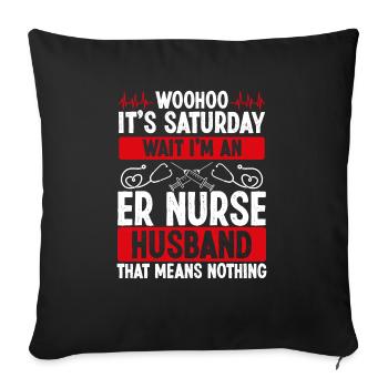Infirmière de salle d’urgence de nuit Drôle d’infirmière à l’urgence - Housse de coussin décorative 45 x 45 cm - noir - Devant