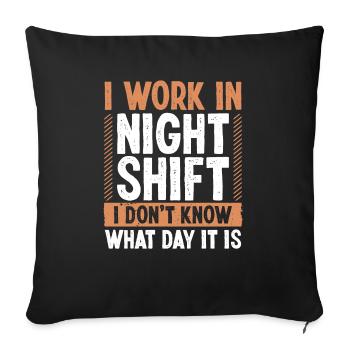 Travail de production d’humour d’ouvrier d’usine de nuit - Housse de coussin décorative 45 x 45 cm - noir - Devant