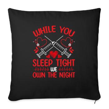 Infirmière aux urgences Trois quarts de nuit consécutifs Salle d’urgence - Housse de coussin décorative 45 x 45 cm - noir - Devant
