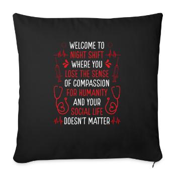 Salle d’urgence Infirmière de nuit Urgence Appréciation de l’infirmière - Housse de coussin décorative 45 x 45 cm - noir - Devant