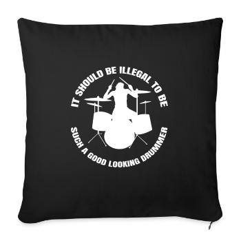 Batterie drôle musiciens batteur disant - Housse de coussin décorative 45 x 45 cm - noir - Devant