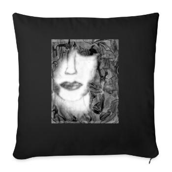 Woman with closed eyes ( black and white ) - Housse de coussin décorative 45 x 45 cm - noir - Devant