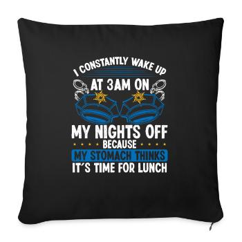 Humour Night Shift POlice Officier Drôle Policier - Housse de coussin décorative 45 x 45 cm - noir - Devant