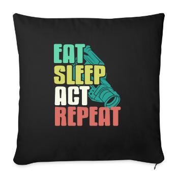 Retro Vintage Eat Sleep Act Repeat Funny Tee - Sofakissenbezug 45 x 45 cm - Schwarz - Vorne