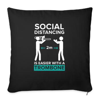 La distanciation sociale est plus facile avec un trombone - Housse de coussin décorative 45 x 45 cm - noir - Devant