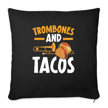 Trombones And Tacos Musical Instrument Musician - Sofa pillowcase 17,3'' x 17,3'' (45 x 45 cm) - black - Front