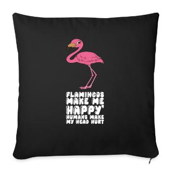 Drôles de graphismes flamants roses - Housse de coussin décorative 45 x 45 cm - noir - Devant