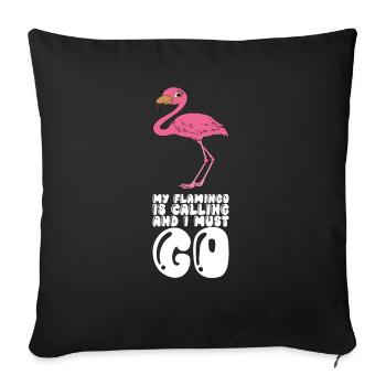 Funny flamingo graphics - Sofa pillowcase 17,3'' x 17,3'' (45 x 45 cm) - black - Front