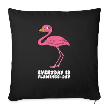 Drôles de graphismes flamants roses - Housse de coussin décorative 45 x 45 cm - noir - Devant