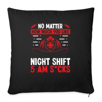 Firefighter 5 at Volunteer Night Shift Firemen - Sofa pillowcase 17,3'' x 17,3'' (45 x 45 cm) - black - Front