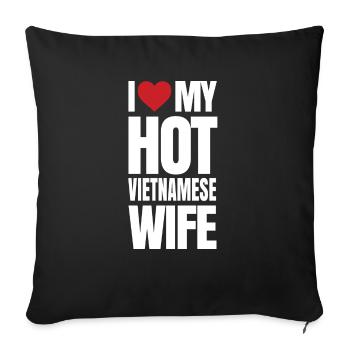 Cadeau d’épouse vietnamienne - Housse de coussin décorative 45 x 45 cm - noir - Devant