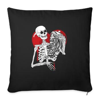 Jusqu’à la mort Minuit Loving Gothic Skull - Housse de coussin décorative 45 x 45 cm - noir - Devant