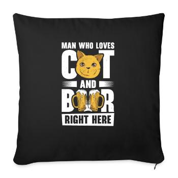 Man Who Loves Cat and Beer Drinking Fur Dad - Sofa pillowcase 17,3'' x 17,3'' (45 x 45 cm) - black - Front