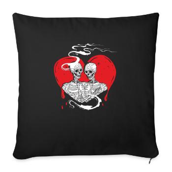 Jusqu’à la mort Minuit Loving Gothic Skull - Housse de coussin décorative 45 x 45 cm - noir - Devant