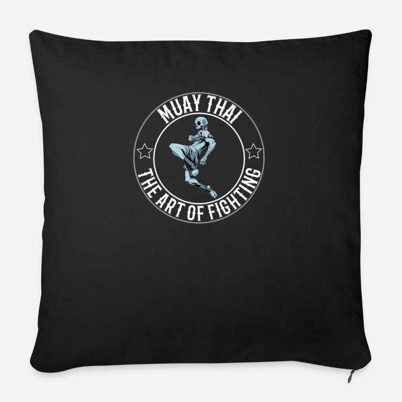 Muay Thai Kampfkunst Skelett - Sofakissenbezug 45 x 45 cm - Schwarz