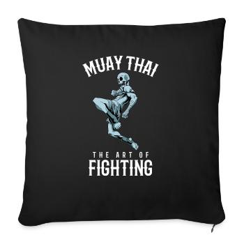 Traditioneller Muay Thai Skelettkämpfer - Thai - Sofakissenbezug 45 x 45 cm - Schwarz - Vorne