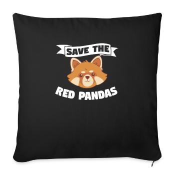 Sauvez l’amoureux des pandas roux - Housse de coussin décorative 45 x 45 cm - noir - Devant
