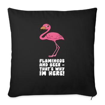 Funny flamingo graphics - Sofa pillowcase 17,3'' x 17,3'' (45 x 45 cm) - black - Front