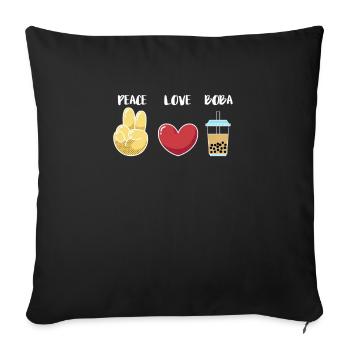 Peace Love Boba Shirt Geschenk Bubble Tea - Sofakissenbezug 45 x 45 cm - Schwarz - Vorne