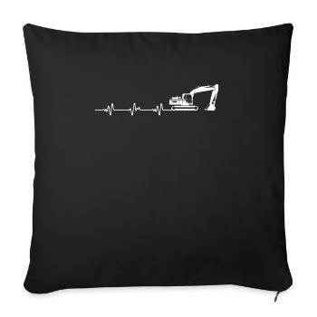 Heartbeat Heartline Heart Rate Excavator - Housse de coussin décorative 45 x 45 cm - noir - Devant