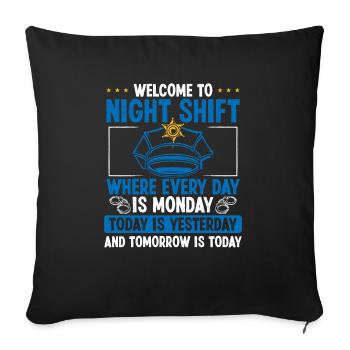 Night Shift Police Officer Cat Hat Policeman - Sofa pillowcase 17,3'' x 17,3'' (45 x 45 cm) - black - Front