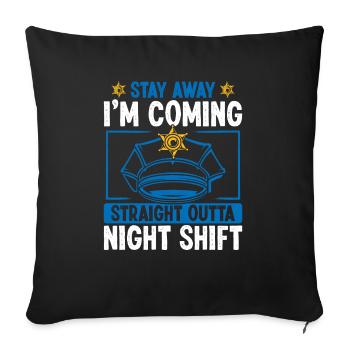 Policier de nuit Restez à l’écart Policier - Housse de coussin décorative 45 x 45 cm - noir - Devant