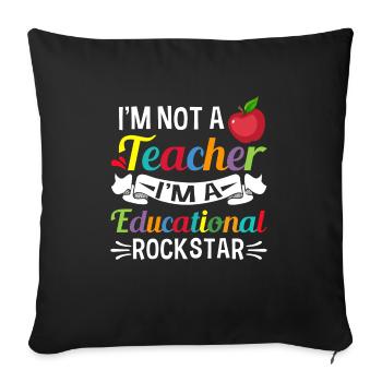 Drôle d’école primaire Enseignant Blague Rock Star éducative - Housse de coussin décorative 45 x 45 cm - noir - Devant